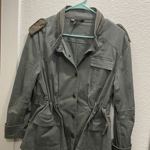 FRENCH CONNECTION ARMY GREEN UTILITY JACKET with Embellishments